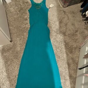 Chic Sleeveless Teal Maxi Dress